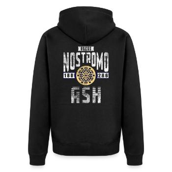 Alien Nostromo Mannschaftsrang Ash - Unisex Premium Bio Zip Hoodie - Schwarz - Hinten - Nico (187cm)