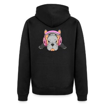 French Bulldog Comic - Veste à capuche bio Premium Unisexe - noir - Dos - Nico (187cm)