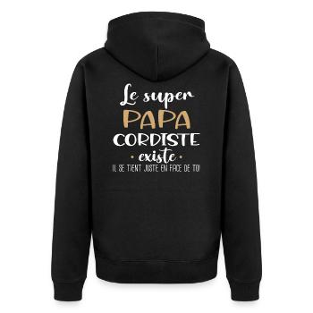 Cordiste papa. Métier. Cadeau homme humour corde - Veste à capuche bio Premium Unisexe - noir - Dos - Nico (187cm)