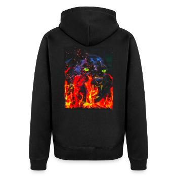 Schwarzer Panter im Feuer - Unisex Premium Bio Zip Hoodie - Schwarz - Hinten - Nico (187cm)