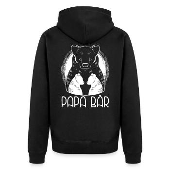 Zweifach Papa Bär Vatertag Geschenk - Unisex Premium Bio Zip Hoodie - Schwarz - Hinten - Nico (187cm)