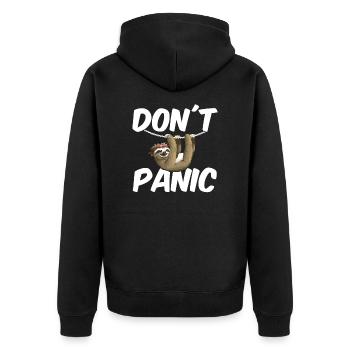 Sloth Don't Panic - Unisex Premium Organic Zip Hoodie - black - Back - Nico (187cm)
