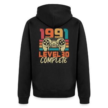 Millésime 1991 Niveau 30 Complete 30 Anniversaire - Veste à capuche bio Premium Unisexe - noir - Dos - Nico (187cm)