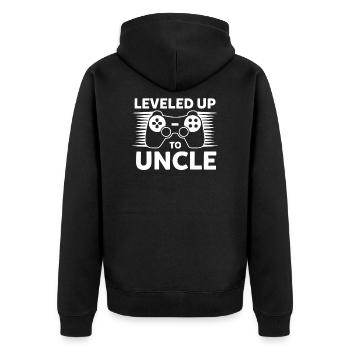 Leveled Up to Uncle Uncle Gift Patent Uncle - Unisex Premium Organic Zip Hoodie - black - Back - Nico (187cm)