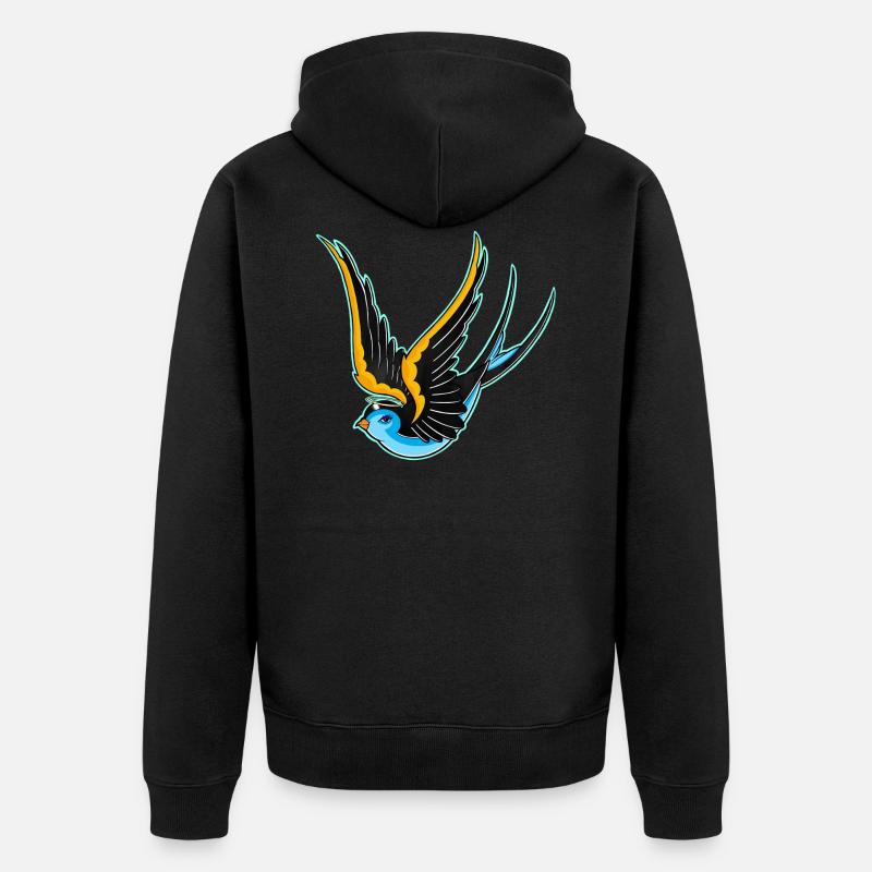 Old school Schwalbe, Engelchen - Unisex Premium Bio Zip Hoodie - Schwarz