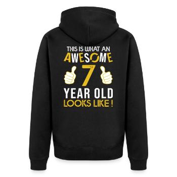 Geburtstag 7 Jahre awesome geschenk junge 7 jahre - Unisex Premium Bio Zip Hoodie - Schwarz - Hinten - Nico (187cm)