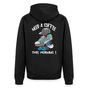 Comic Cartoon Design - Unisex Premium Bio Zip Hoodie - Schwarz - Hinten - Nico (187cm)