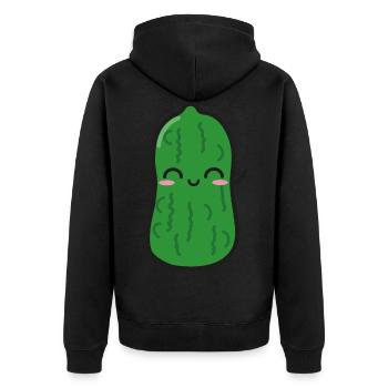 Saure Gurke Lustig Kawaii - Unisex Premium Bio Zip Hoodie - Schwarz - Hinten - Nico (187cm)