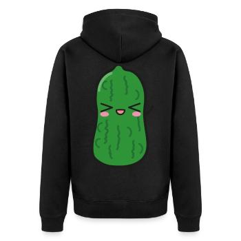 Saure Gurke Lustig Kawaii - Unisex Premium Bio Zip Hoodie - Schwarz - Hinten - Nico (187cm)