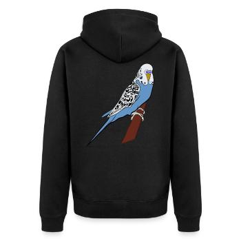 Wave Parakeet Blue Bird Pet Gift Idea - Unisex Premium Organic Zip Hoodie - black - Back - Nico (187cm)