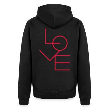 Love - Unisex Premium Bio Zip Hoodie - Schwarz - Hinten - Nico (187cm)
