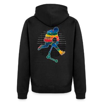 Freestyle-Roller - Unisex Premium Bio Zip Hoodie - Schwarz - Hinten - Nico (187cm)
