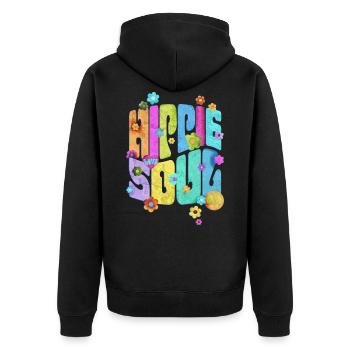 Retro Flower Power - Love Hippie Soul 1 - Unisex Premium Bio Zip Hoodie - Schwarz - Hinten - Nico (187cm)