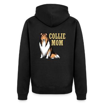 Langhaar Collie Mama für Hunde Härrchen und - Unisex Premium Bio Zip Hoodie - Schwarz - Hinten - Nico (187cm)