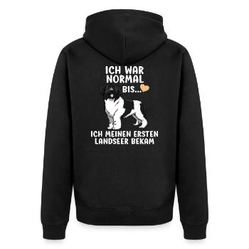 Landseer Hunderasse Lustig Sprüche Geschenk Hunde - Unisex Premium Bio Zip Hoodie - Schwarz - Hinten - Nico (187cm)