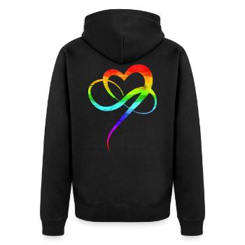 Homo love CSD rainbow heart polygamy IDAHOBIT - Unisex Premium Organic Zip Hoodie - black - Back - Nico (187cm)