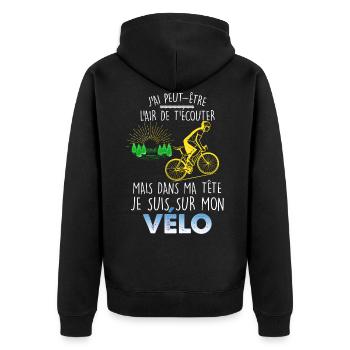 Vélo de course, homme cycliste cadeau - Veste à capuche bio Premium Unisexe - noir - Dos - Nico (187cm)