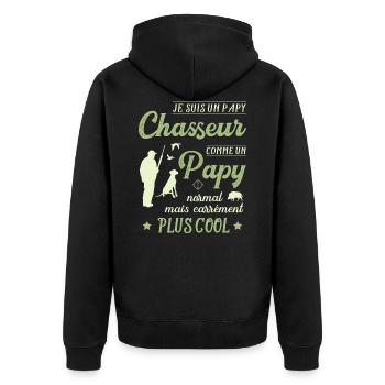 Grand Père Chasseur Humour Chasse Papy Cool Papi - Veste à capuche bio Premium Unisexe - noir - Dos - Nico (187cm)