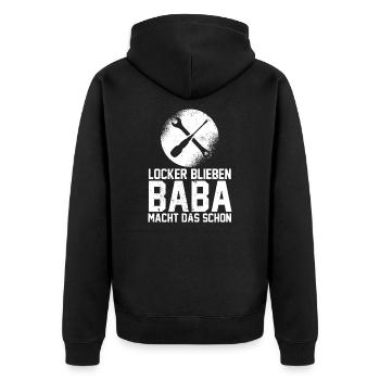 Baba Türkei Vater Papa Locker Bleiben Baba Türkiye - Unisex Premium Bio Zip Hoodie - Schwarz - Hinten - Nico (187cm)