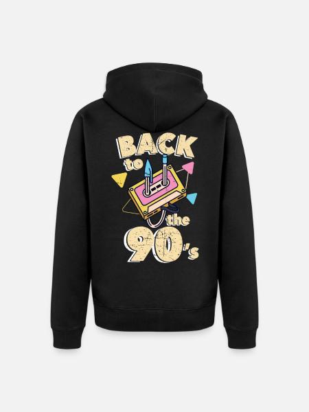 90s 90er - Unisex Premium Bio Zip Hoodie - Schwarz