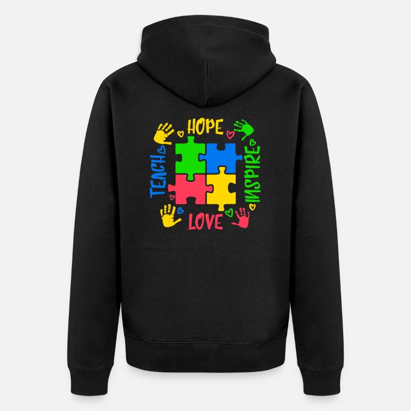 Autisme autiste Autisme Autisme - Veste à capuche bio Premium Unisexe - noir