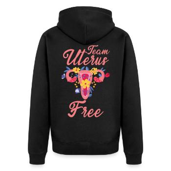Uterus Gebärmutter Operation - Unisex Premium Bio Zip Hoodie - Schwarz - Hinten - Nico (187cm)