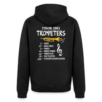 Trompete Dynamik eines Trompeters Blasmusik - Unisex Premium Bio Zip Hoodie - Schwarz - Hinten - Nico (187cm)