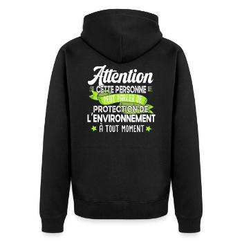 Protection environnement écologie Terre cadeau - Veste à capuche bio Premium Unisexe - noir - Dos - Nico (187cm)