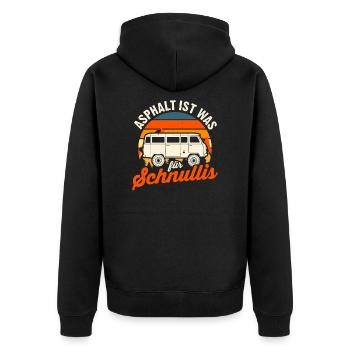 Buchanka Uaz Asphalt ist was für Schnullis Offroad - Unisex Premium Bio Zip Hoodie - Schwarz - Hinten - Nico (187cm)