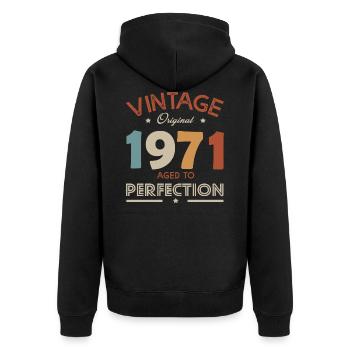 51 ans vintage 1971 cadeau anniversaire 52 ans - Veste à capuche bio Premium Unisexe - noir - Dos - Nico (187cm)