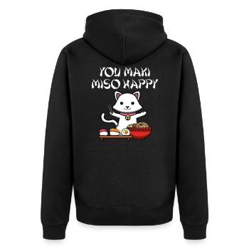 You Maki Miso Happy Sushi Japan Katze Süßes Kawaii - Unisex Premium Bio Zip Hoodie - Schwarz - Hinten - Nico (187cm)