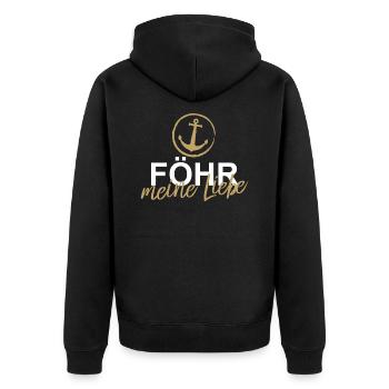 Föhr liebe Insel Urlaub Norddeutsch Nordsee - Unisex Premium Bio Zip Hoodie - Schwarz - Hinten - Nico (187cm)