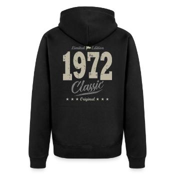 Born in 1972 Vintage gift birthday 51 years - Unisex Premium Organic Zip Hoodie - black - Back - Nico (187cm)