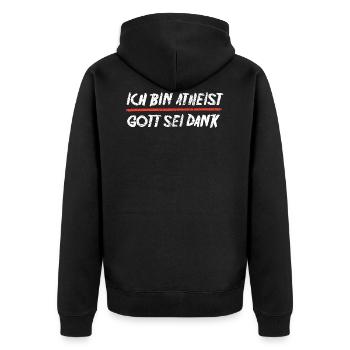 Atheist - Unisex Premium Bio Zip Hoodie - Schwarz - Hinten - Nico (187cm)