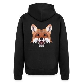 Fuchs Polygon Geometrisch Waldtier Geschenkidee - Unisex Premium Bio Zip Hoodie - Schwarz - Hinten - Nico (187cm)