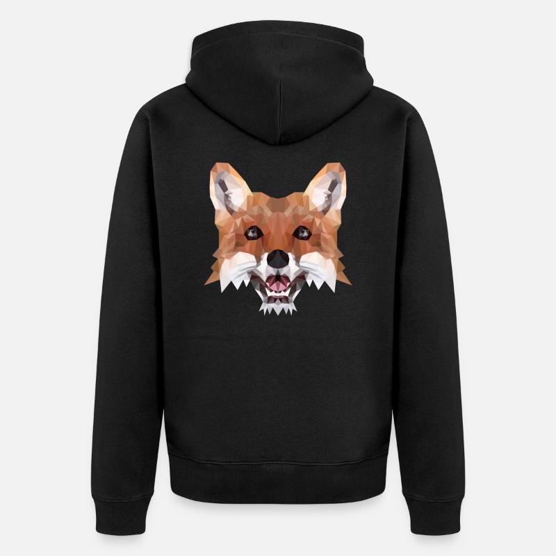 Fuchs Polygon Geometrisch Waldtier Geschenkidee - Unisex Premium Bio Zip Hoodie - Schwarz