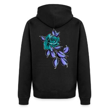 Rose verte old school - Veste à capuche bio Premium Unisexe - noir - Dos - Nico (187cm)