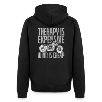 Biker Therapy Is Expensive Wind Is Cheap Design Fü - Unisex Premium Bio Zip Hoodie - Schwarz - Hinten - Nico (187cm)