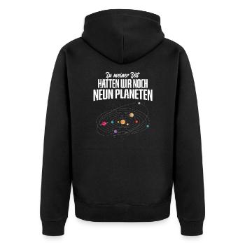 Astronomie - Unisex Premium Bio Zip Hoodie - Schwarz - Hinten - Nico (187cm)
