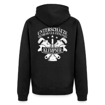 Spengler Werkzeug Motiv für Sanitär Klempner - Unisex Premium Bio Zip Hoodie - Schwarz - Hinten - Nico (187cm)