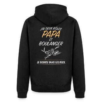 Bakery Bakery Baker dad - Unisex Premium Organic Zip Hoodie - black - Back - Nico (187cm)