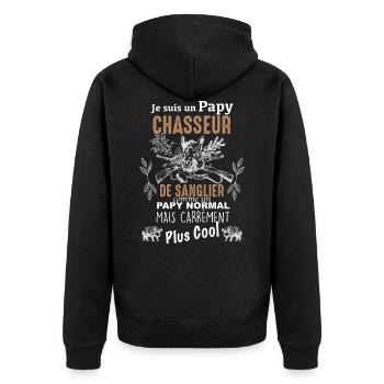 Chasseur de sanglier le plus cool c'est papy - Veste à capuche bio Premium Unisexe - noir - Dos - Nico (187cm)