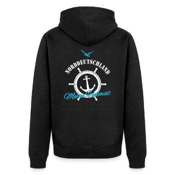 Norddeutschland meine Heimat Nordsee Ostsee Deko - Unisex Premium Bio Zip Hoodie - Schwarz - Hinten - Nico (187cm)