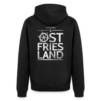 Ostfriesland meine Heimat Norddeutschland Nordsee - Unisex Premium Bio Zip Hoodie - Schwarz - Hinten - Nico (187cm)