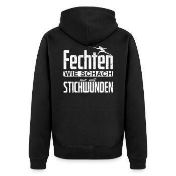 Fechten Fechten - Unisex Premium Bio Zip Hoodie - Schwarz - Hinten - Nico (187cm)