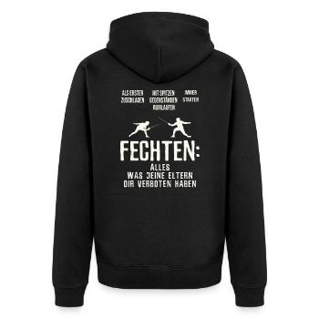 Fechten Fechten - Unisex Premium Bio Zip Hoodie - Schwarz - Hinten - Nico (187cm)