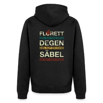 Fechten Fechten - Unisex Premium Bio Zip Hoodie - Schwarz - Hinten - Nico (187cm)