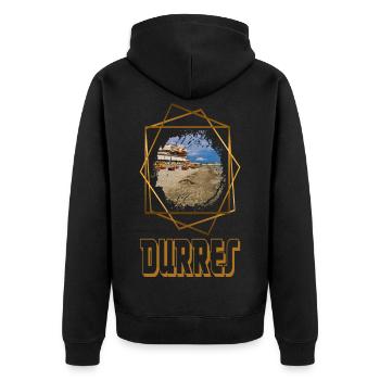 Durres Albanien Stadt Heimat Liebe Strand Urlaub - Unisex Premium Bio Zip Hoodie - Schwarz - Hinten - Nico (187cm)