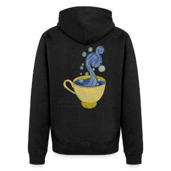 Café étoilé, Nuit étoilée - Vincent - Veste à capuche bio Premium Unisexe - noir - Dos - Nico (187cm)