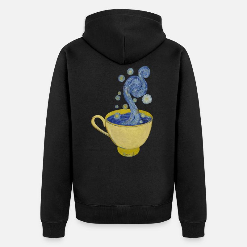 Starry Coffee, Starry Night - Vincent - Unisex Premium Bio Zip Hoodie - Schwarz